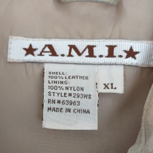 A.M.I. Genuine Leather Button Front Jacket Tan Beige XL - Picture 7 of 12